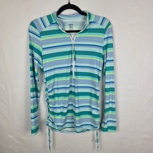 Title Nine By Carve Designs Striped‎ Quarter Zip Pullover Shirt Women's Medium